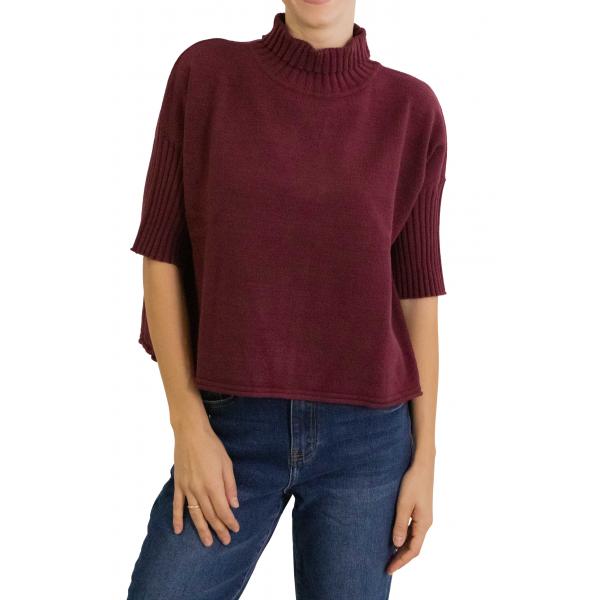Maglione collo alto mezza manica 